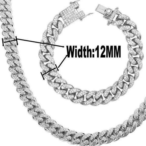 Cuban Chains 18K gold Plated Iced-Out Necklace - Picture 2 of 7